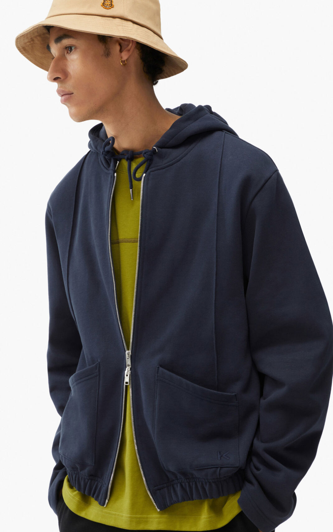 Kenzo Hoodie with zip フーディ メンズ 青 黒 - GPDQBT156